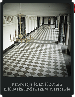 Renowacja ścian i kolumn Biblioteka Królewska w Warszawie